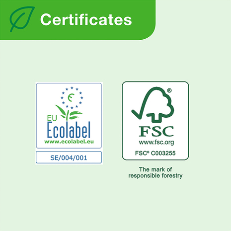 Papirnate brisače TORK 290163 imajo Ecolabel in FSC certifikat.