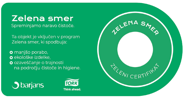 Nalepka s certifikatom Zelena smer