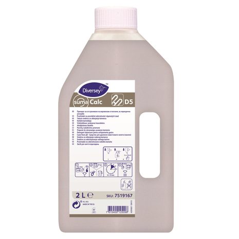 Čistilo za vodni kamen Suma Calc D5, za strojno in ročno čiščenje v kuhinjah, 2 L