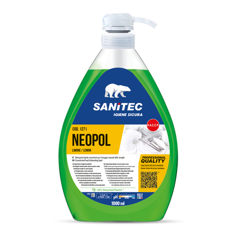 Čistilo za ročno pomivanje NEOPOL LIMONE, s potisno črpalko, 1 L