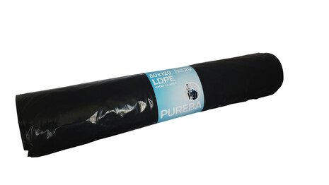 VREČKE 150 L, 80 x 120 cm, LDPE, 45 my, črne, PUREBA, 20 kos/rol