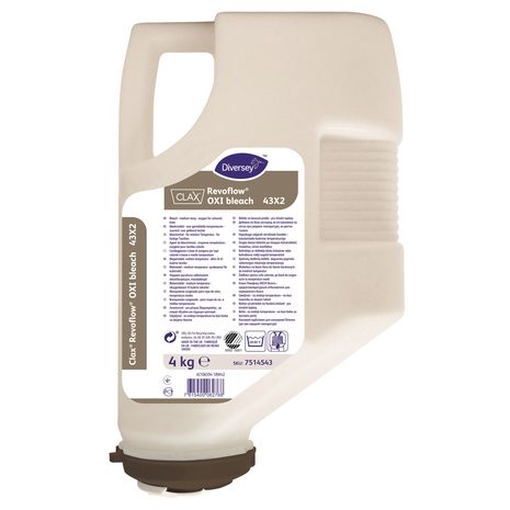 Pralni detergent CLAX Revoflow OXI bleach 43X2, tekoče sredstvo, belilo pri nizkih temperaturah, 4 kg