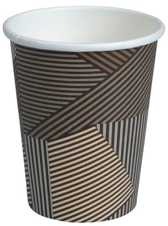 LONČKI za kavo, 360 ml, rjavi tisk/bele, papirnati, EKO, 50 kos/pak