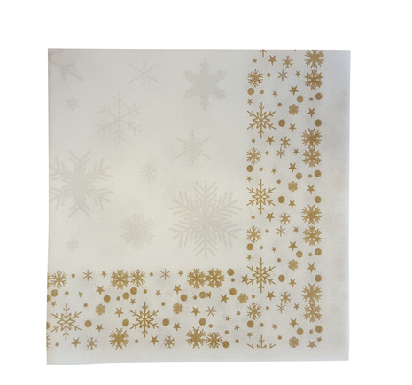 SERVIETE 40 x 40 cm, bele, novoletne, tisk zlatih zvezdic, AIRLAID, 50 kos/pak