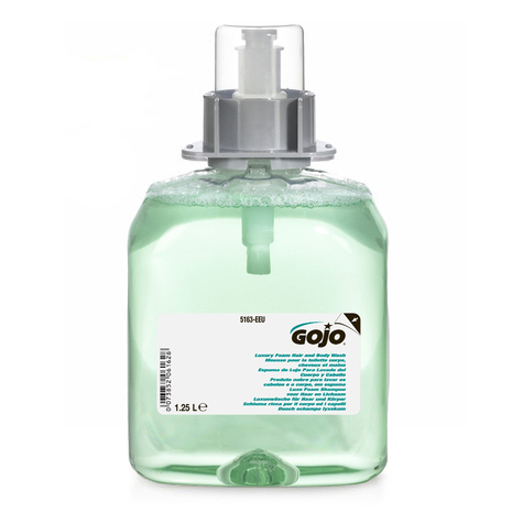 Penilno milo v kartuši 1,25 L, GOJO FMX Luxury, za lase in telo, dišeče, vonj kumarice, zeleno