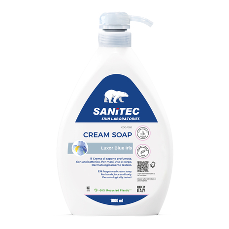 Tekoče milo 1 L, CREAM SOAP Luxor Blue Iris, za roke, obraz in telo, s potisno črpalko