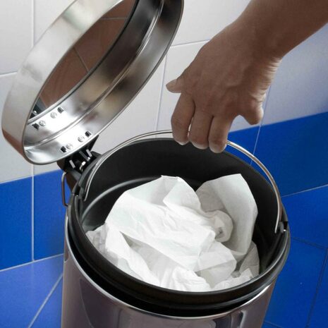 KOŠ 12 L, POIS, srebrn, okrogel, na pedal, kromiran