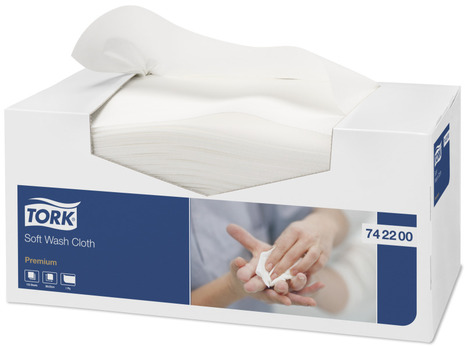 KRPE umivalne Tork Soft Wash Cloth Premium, 1-slojne, netkane, bele, 135 kos/pak