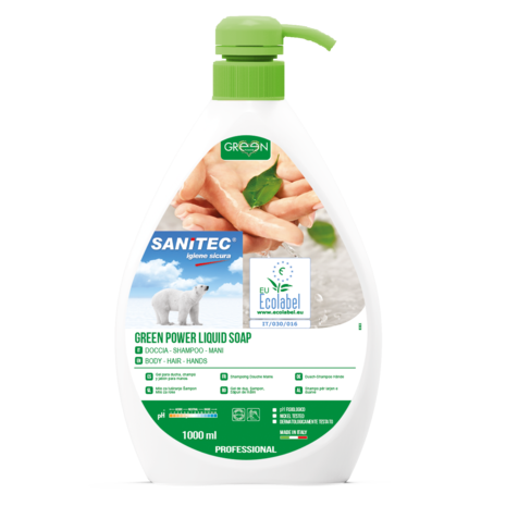Tekoče milo 1 L, LIQUID SOAP GREEN POWER, ekološko, za roke, s potisno črpalko