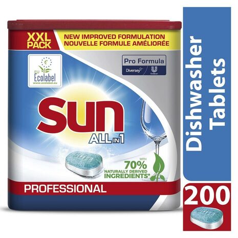 Čistilo za strojno pomivanje Sun Professional All In 1, brez klora, 200 tablet