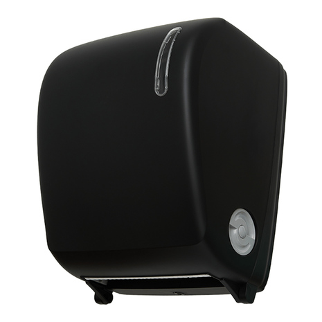 Podajalnik papirnatih brisač v roli Timeless, črn, z avtomatskim odrezom, Barjans