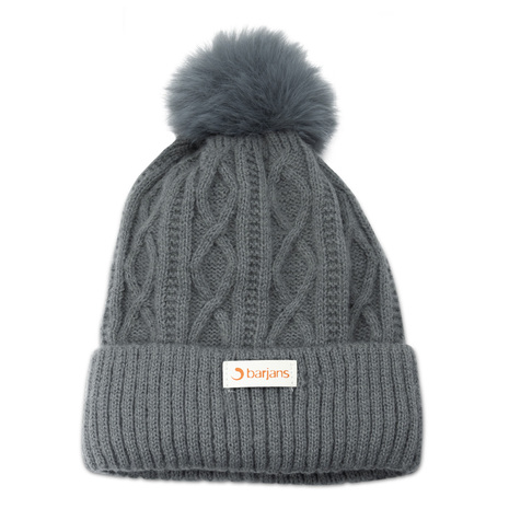 DARILO - Zimska kapa, siva s cofkom, Barjans, univerzalna številka