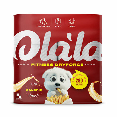 Papirnate brisače v roli, 23 cm, OLALA CALORIE ABSORBER, 3-slojne, 2 rol/pak