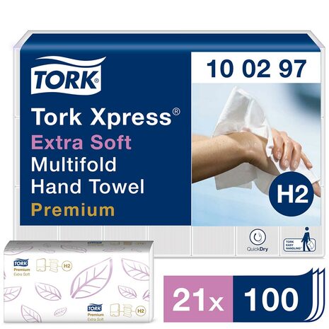 Papirnate brisače TORK 100297 pakirane v embalaži po 21 paketov, v paketu je 100 kosov.
