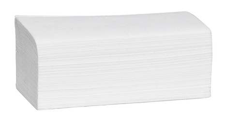 Bele papirnate brisače zložene v paketu po 200 kosov.