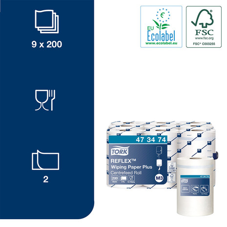 Brisače iz papirja TORK 473474 imajo certifikat Ecolabel in FSC ter so primerne za stik z živili.