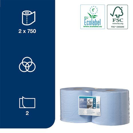 Industrijske papirnate brisače v roli 130052 TORK imajo Ecolabel in FSC certifikat ter so odobrene za stik z živili.