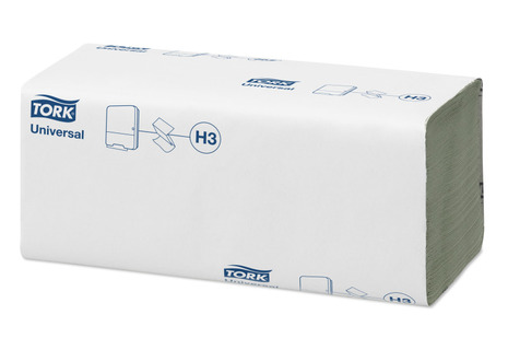 Zelene papirnate brisače TORK 290135 so zložene v paketu po 200 kosov.