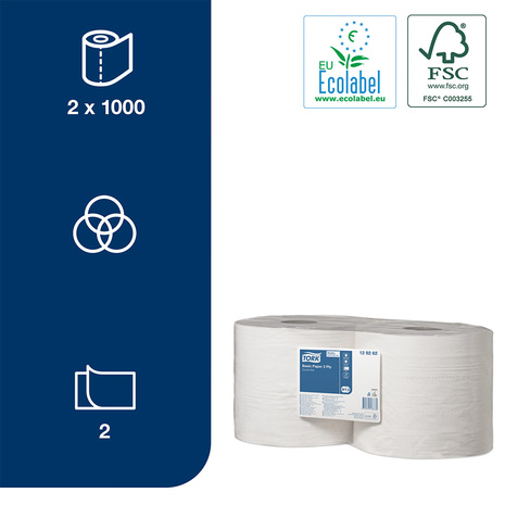Papirnata brisača za industrijo 129262 TORK ima Ecolabel in FSC certifikat.