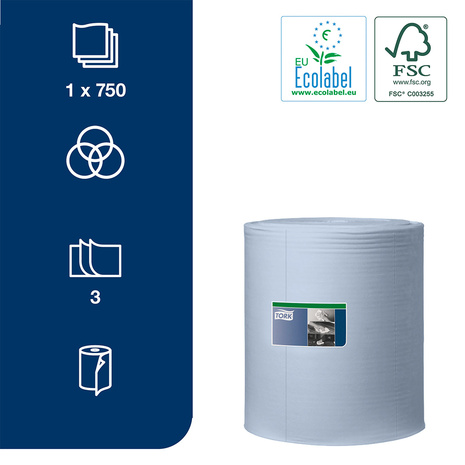 Modra bobina 130080 ima Ecolabel in FSC certifikat ter je primerna za stik z živili. 