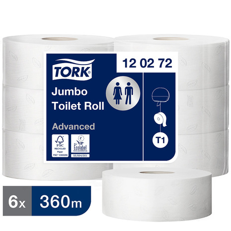 Toaletni papir 120272 TORK je v embalaži pakiran po 6 rol, vsaka ima 360 metrov navitja.