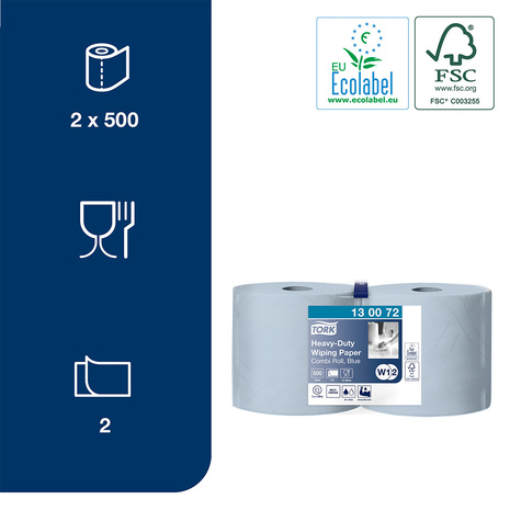 Industrijska brisača 130072 ima certifikat Ecolabel in FSC ter je primerna za stik z živili.