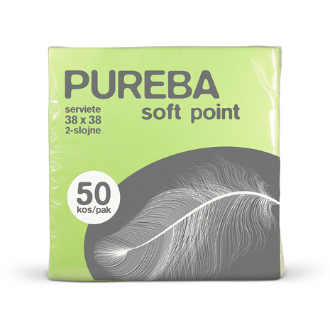 Pureba Soft Point serviete, 38 x 38 cm, limeta, 2-slojne.
