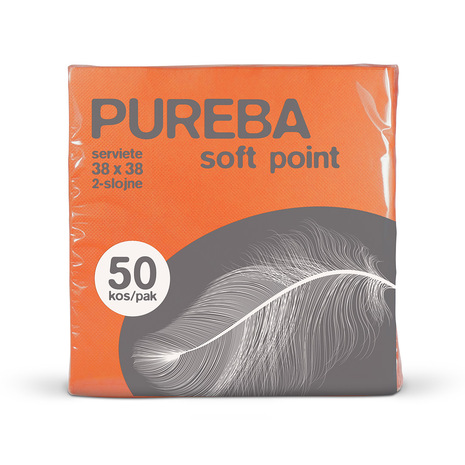 Pureba Soft Point serviete, 38 x 38 cm, oranžne, 2-slojne.