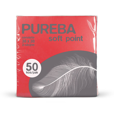 Pureba Soft Point serviete, 38 x 38 cm, rdeče, 2-slojne.