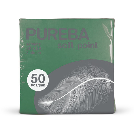 Pureba Soft Point serviete, 38 x 38 cm, temno zelene, 2-slojne.
